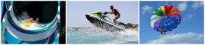 combo package with aqua park, jet ski and parasailing